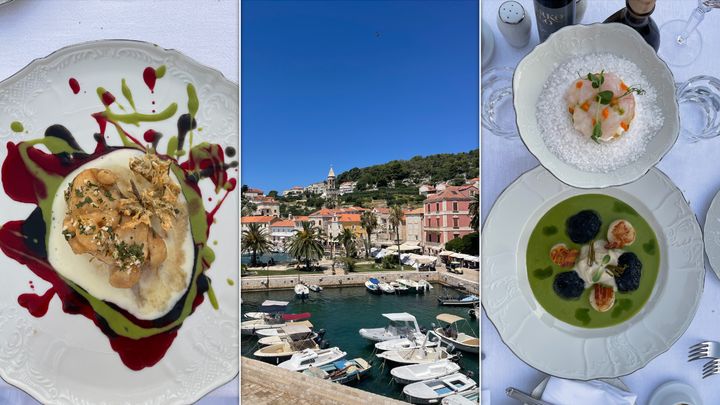 Dishes at San Marco and a view from the Arsenal building