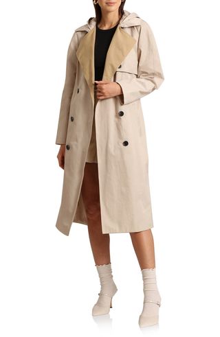 Two-Tone Belted Trench Coat