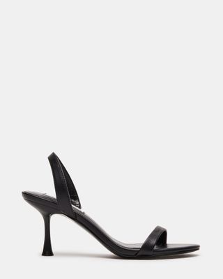 Elma Black Leather Slingback Strappy Kitten Heel | Women's Heels – Steve Madden